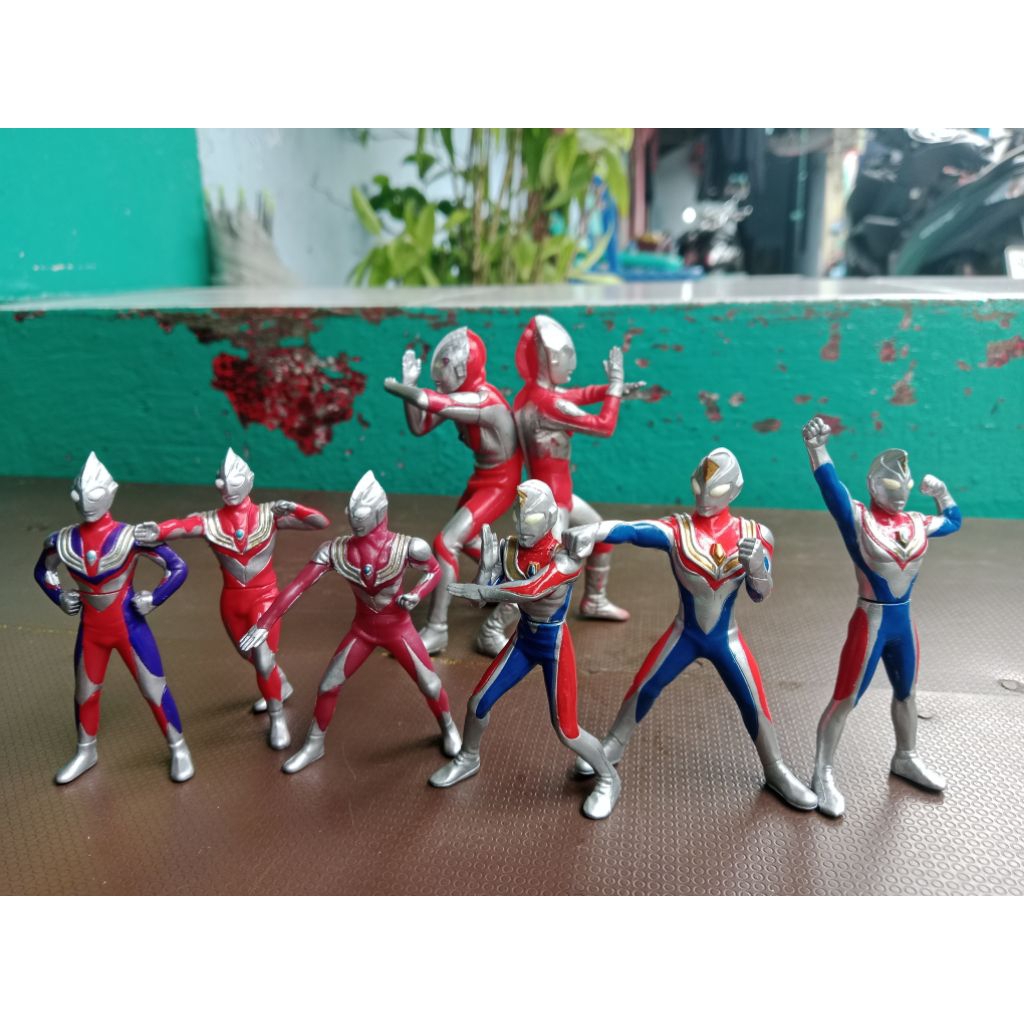 action figure mini ultraman gassaphon ( 6 pcs ) ultraman tiga dan dyna (6 pcs ori bandai japan + 2 b