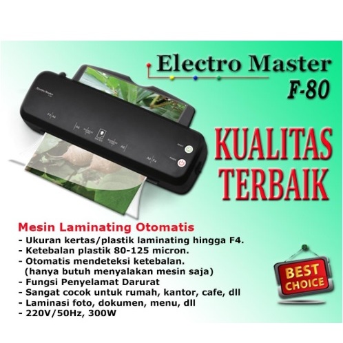 

Electro Master F80 Mesin laminating kertas F4 laminator original