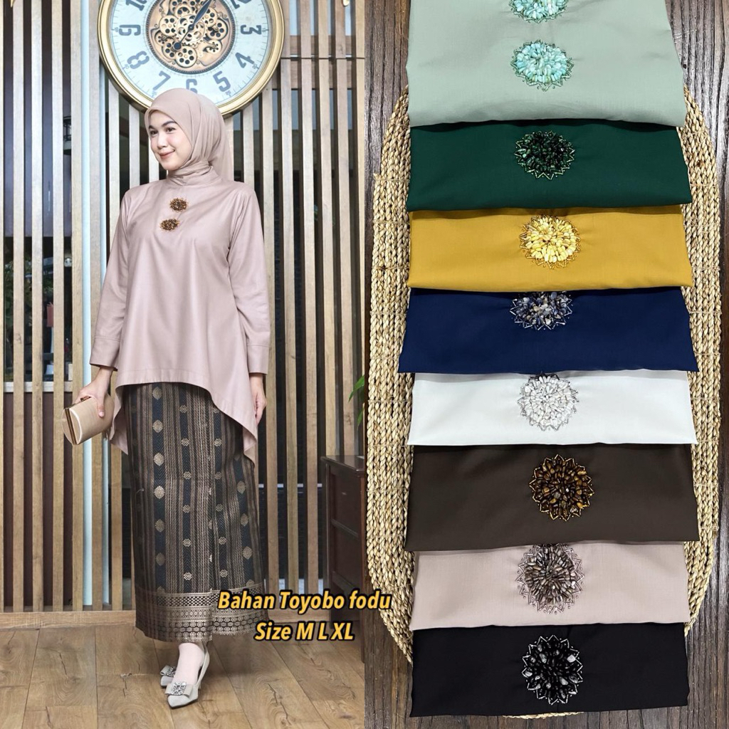 Blus Pinguin Batu Bulat / Blus Batu Toyobo Fodu / Atasan Tradisional / Blus Batu Terbaru / Blus Batu