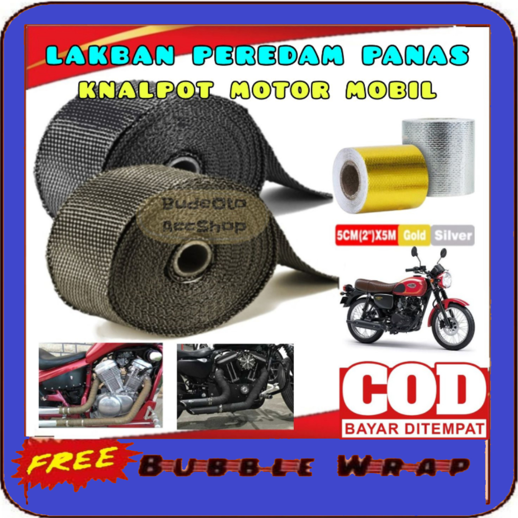 Exhaust Wrap Pelindung Panas Knalpot Wrapping Peredam Panas Motor Mobil