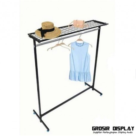 Gawangan Baju Atas Rak Eko + set Gantungan Suling 6pcs / Gawang Display Baju Murah