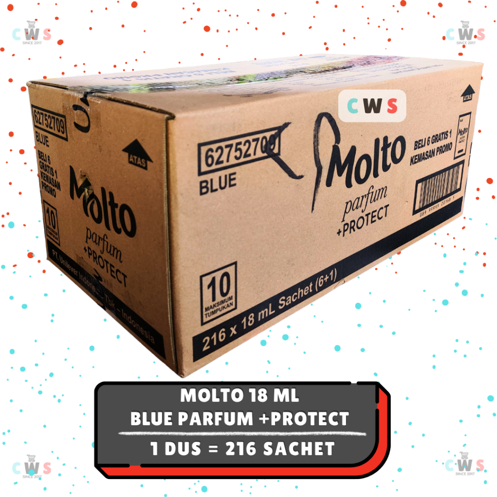 MOLTO 1000 Pelembut dan Pewangi Pakaian Konsentrat Wangi Tahan Lama 18 ml Sachet - 1 Dus / 216 Pcs