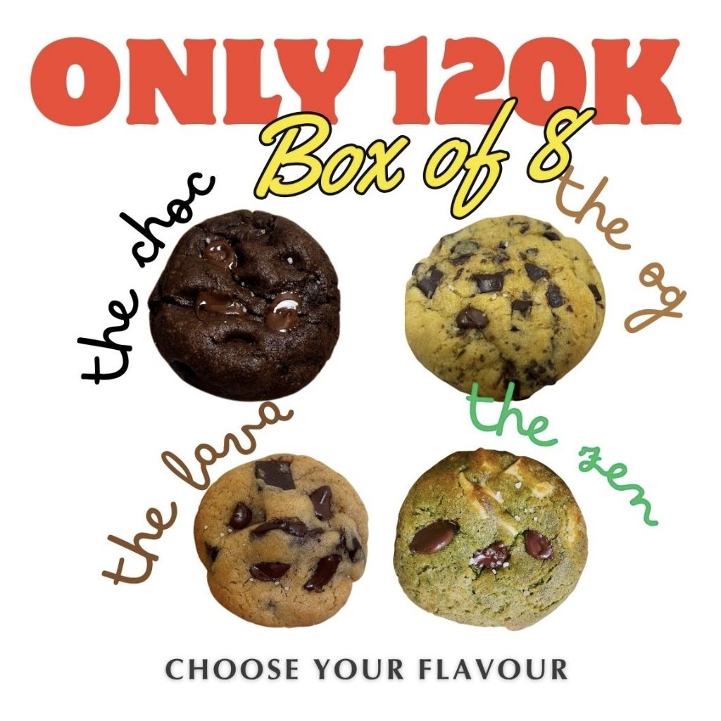 

BOX OF 8 SOFT COOKIES ( CHOOSE YOUR FLAVOUR)