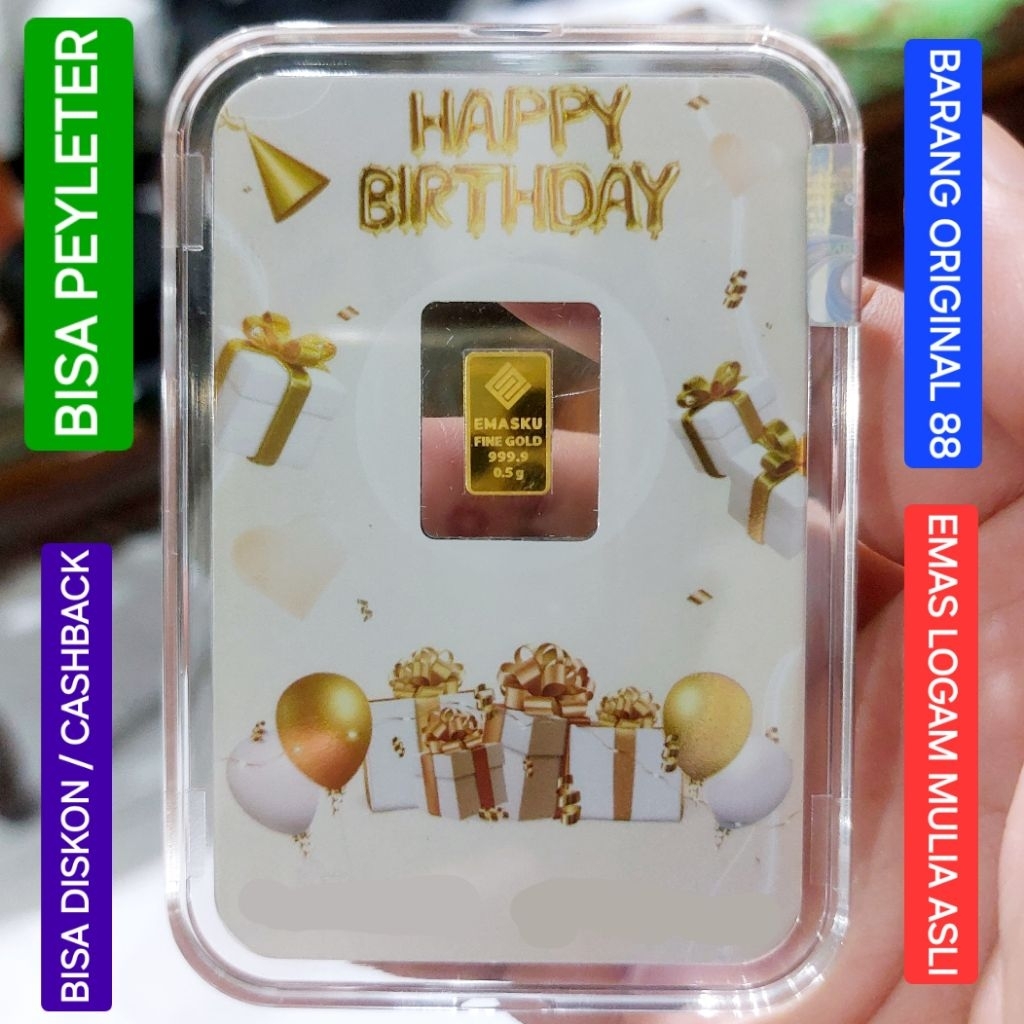 KADO HADIAH SELAMAT ULANG TAHUN UCAPAN HAPPY BIRTHDAY PALING BERKESAN 0.5 GRAM ASLI ORIGINAL AYAH IB