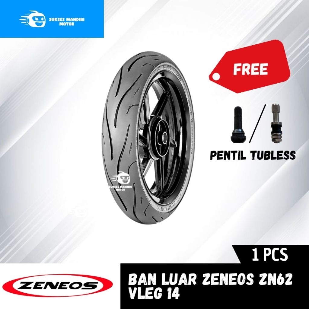 Ban Luar Zeneos Tubeless Ukuran 100/80-14, 110/70-14, 120/70-14 Original 100%