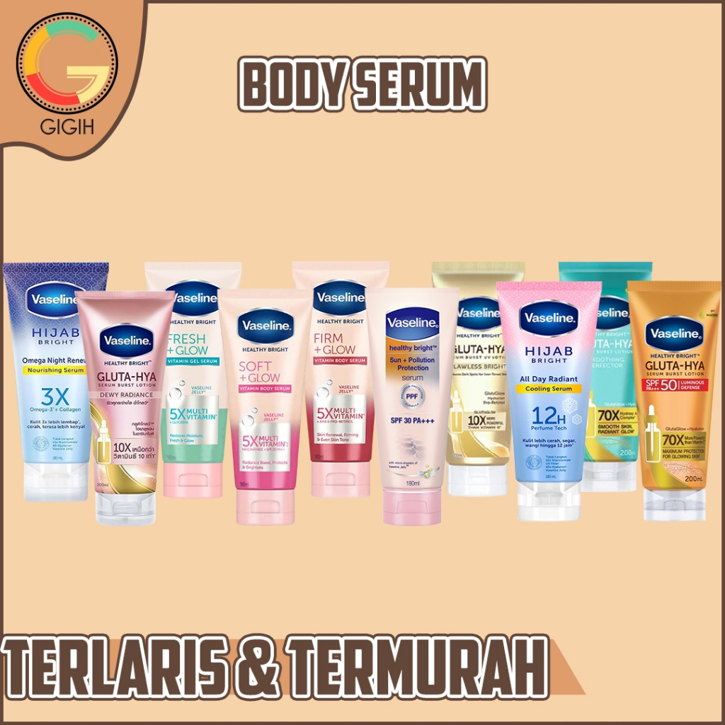 VASELINE HAND BODY SERUM 180ML ( GLUTA / SUN SERUM / FIRM GLOW GEL / HIJAB PROTECT )