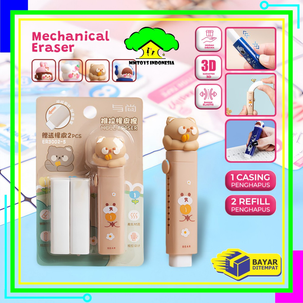 

EC MI-A78 Penghapus Pensil Mekanik Free 2PCS Refill Penghapus Karakter Kartun 3D Sliding Eraser / Mechanical Eraser Perlengkapan Sekolah Anak / Penghapus Pensil Anak Import