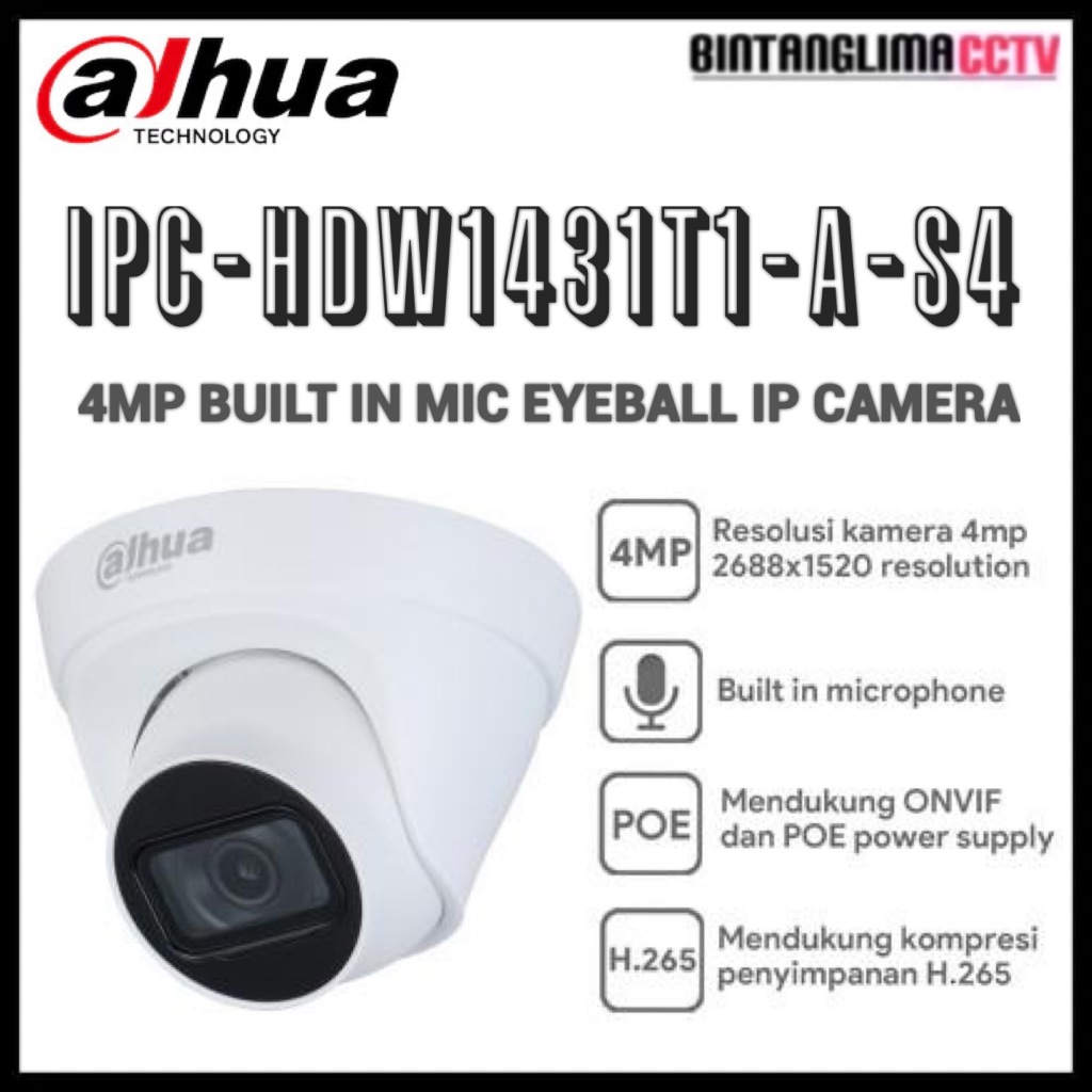 CAMERA IP DAHUA DH-IPC-HDW1431T1-A-S4 4MP AUDIO