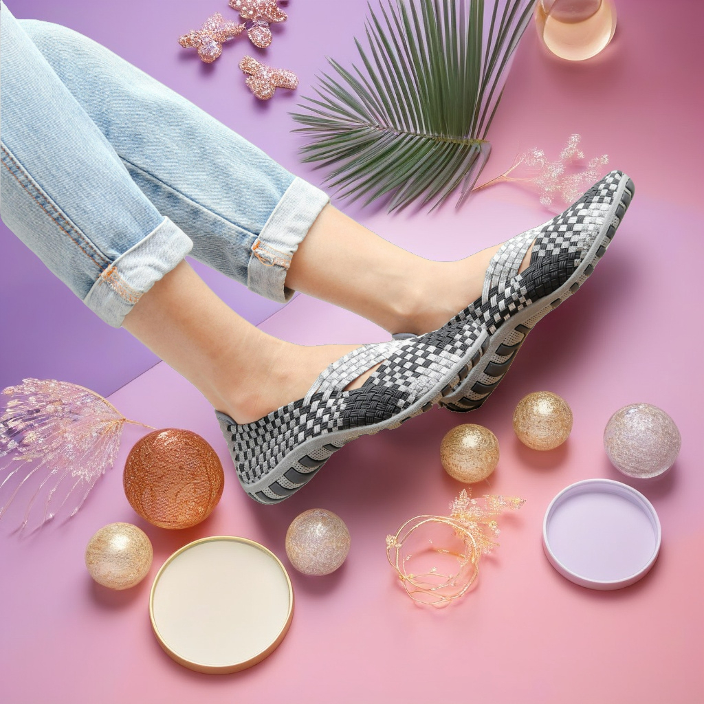 Bernice 865 Sepatu flat shoes wanita rajut knit anyaman woman casual footwear