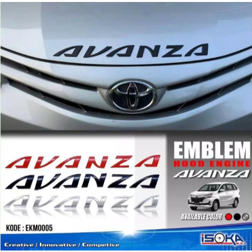 Stiker Emblem Kap Mesin Mobil All New Avanza - Avanza Old Lama Hitam Chrome Merah