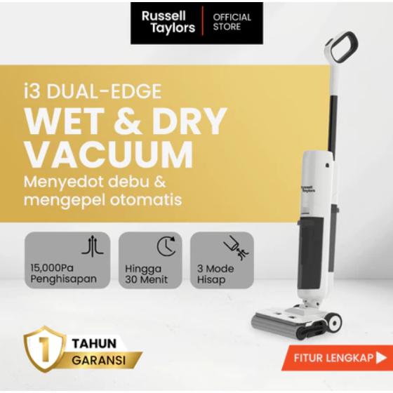 Russell Taylors i3 Vacuum Cleaner Wet & Dry Daya Hisap 15000 Pa Garansi Resmi 1 Tahun