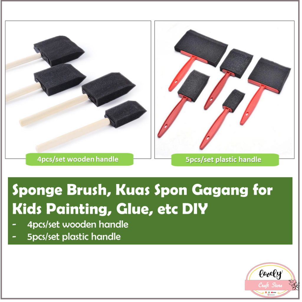

LovelyCraftStore | 4pcs/Set Sponge brush for paint, glue, kuas spon untuk cat, lem, foam brush, kuas layangan