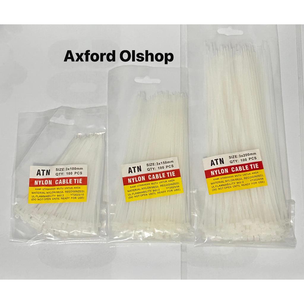 

Kabel Ties 3x100 3x150 3x200 mm Putih Hitam Nylon Cable Tie Tis 3 x 100 150 200 Merek ATN