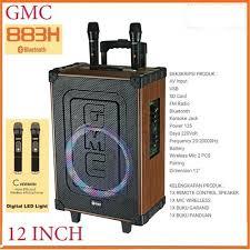 Gmc Speaker Portable 883H 12 Inch Speaker Karaoke Bluetooth mic 2 Wireless