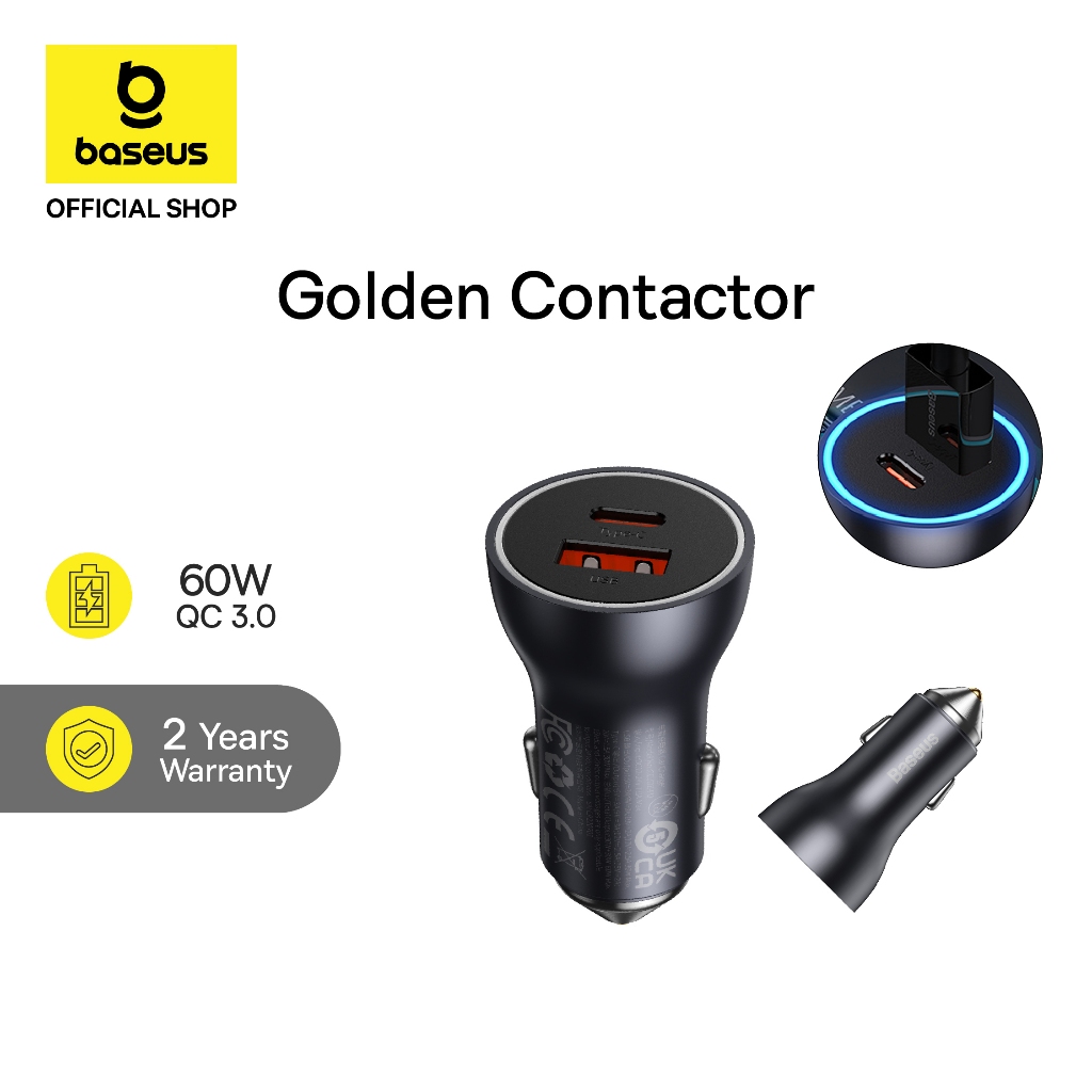Baseus Car Charger U+U 60W Golden Contactor Max Dual Fast Charger