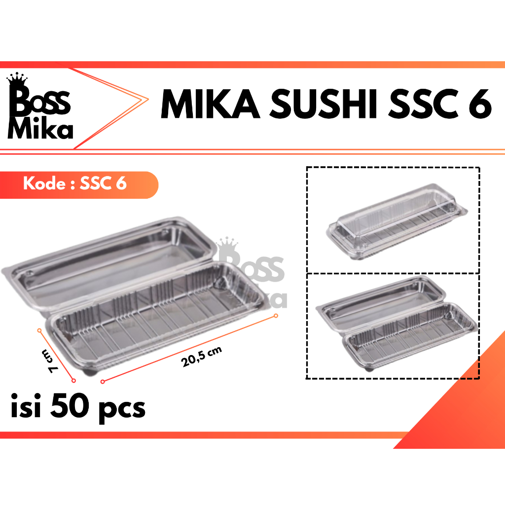 Mika Sushi SSC 6 isi 50 pcs |Mika Kemasan Sushi/Herb/Sosis