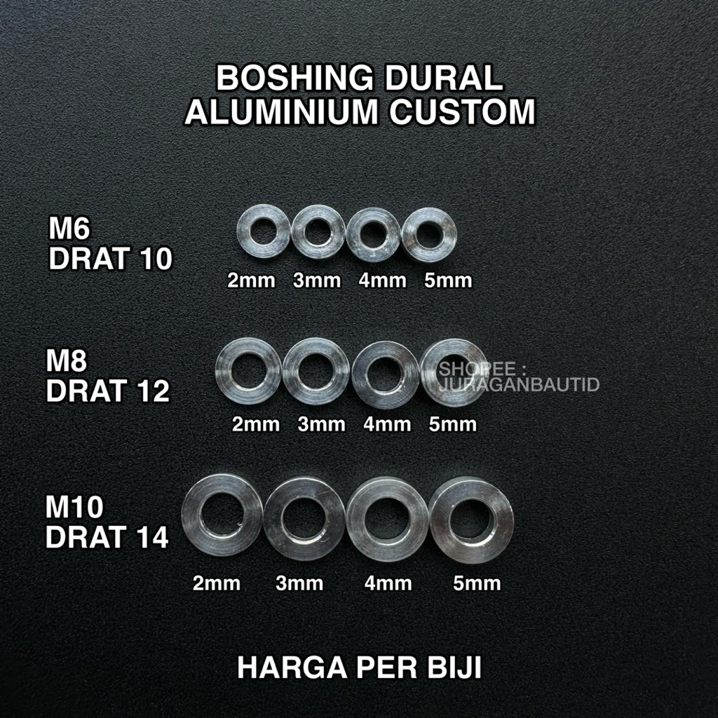 RING DURAL BOSHING DURAL BUSHING DURAL ALUMUNIUM RING DURAL BAUT 10 12 14 BOSHING KALIPER BOSHING VE