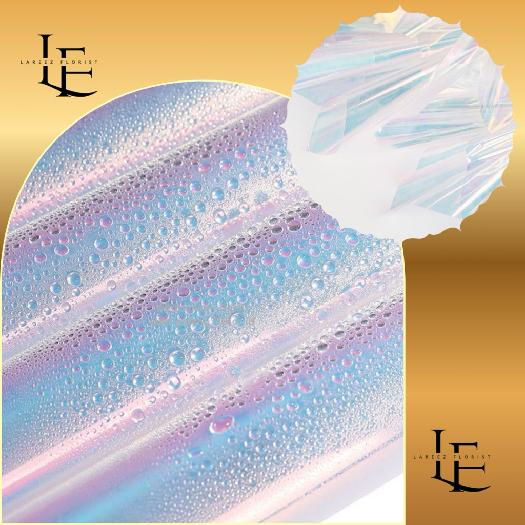 

[1 PACK/ 15 LEMBAR] ORIGINAL PREMIUM QUALITY Flower Wrapping Korean Hologram Transparant Iridescent Rainbow OPP Paper Cellophane Waterproof Kertas Holo Premium m Tipe 1 Bungkus Pembungkus Bouquet Bunga Ala Korea Pelangi Anti Air