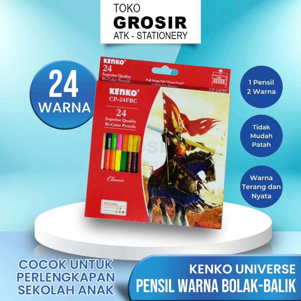 

KENKO 24 BICOLOR PENCIL CP- 24 FBC PENSIL WARNA BOLAK BALIK - Toko Grosir ATK Stationery 2