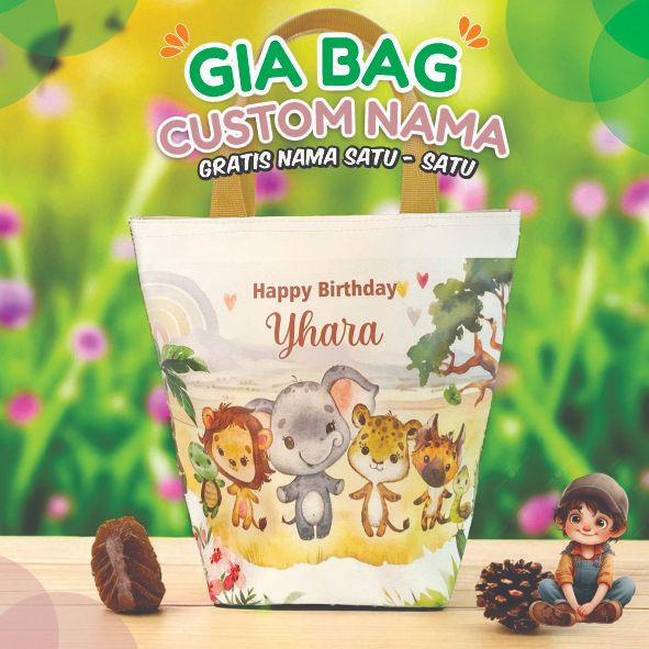 Goodie Bag Ulang Tahun Anak – Tote Bag Custom Nama – Bahan Tebal Premium