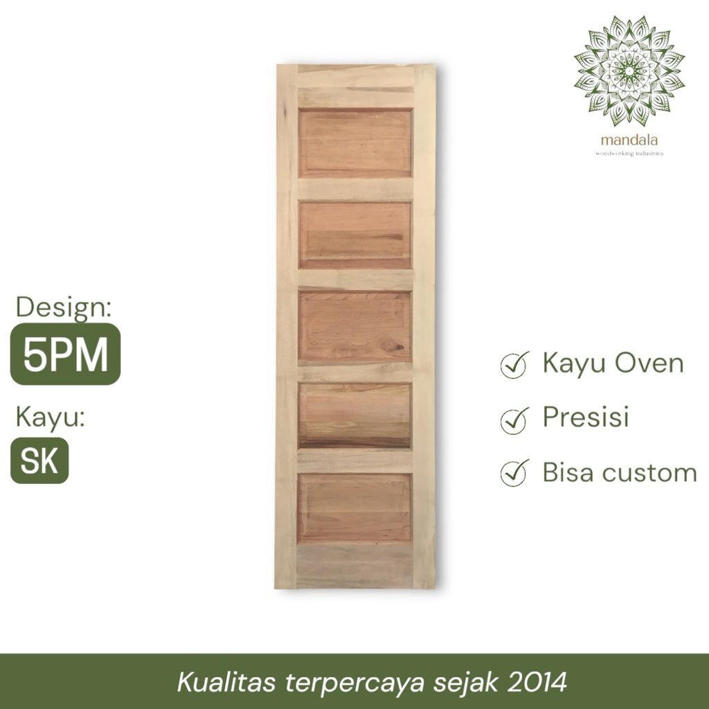 Pintu Kayu Solid - Model 5PM / 5 Panel Klasik | Daun Pintu Utama / Kamar Kayu SK Oven