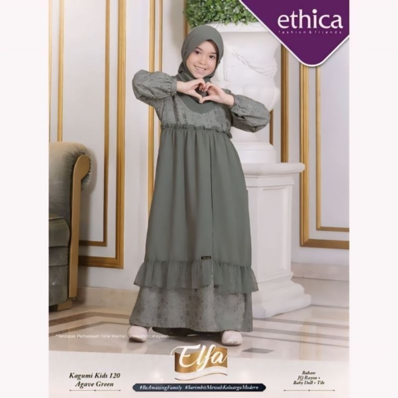 ETHICA KAGUMI KIDS 120 AGAVE GREEN - GAMIS ANAK SET HIJAB