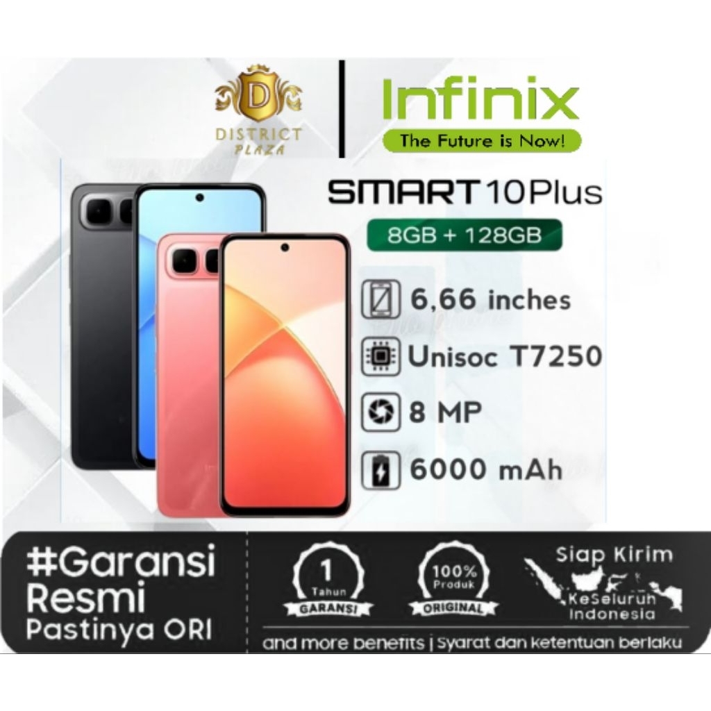 Infinix SMART 10 PLUS RAM 8/128gb 6000MAh Battrai Garansi Resmi IndonesiaTerbaru 2025