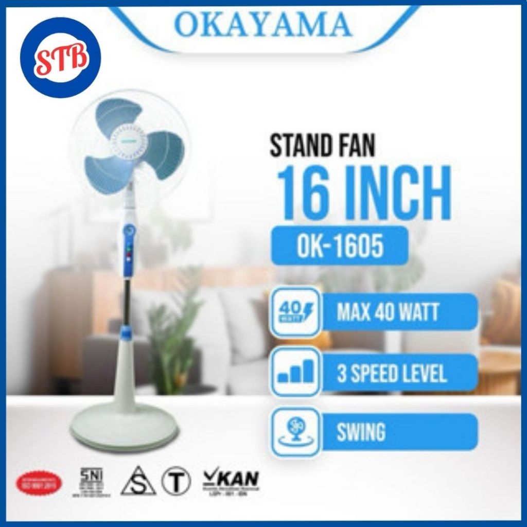 KIPAS ANGIN BERDIRI STANDFAN 16 INCH OKAYAMA OK-1605