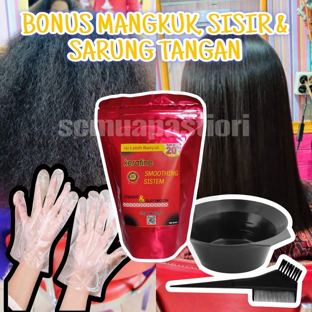 Keratin Smoothing Pelurus Rambut dan Pelembut Rambut Step 1 dan 2 Pelurus Rambut Tanpa Catok Bisa CO