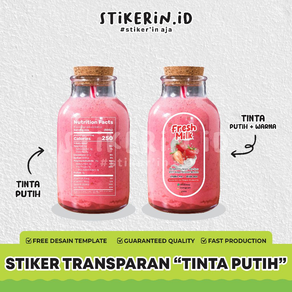 

[Termurah Se Shopee]Stiker Label dg Tinta Putih|Uk A3+ sudah dicutting|Stiker Transparan Tinta Putih