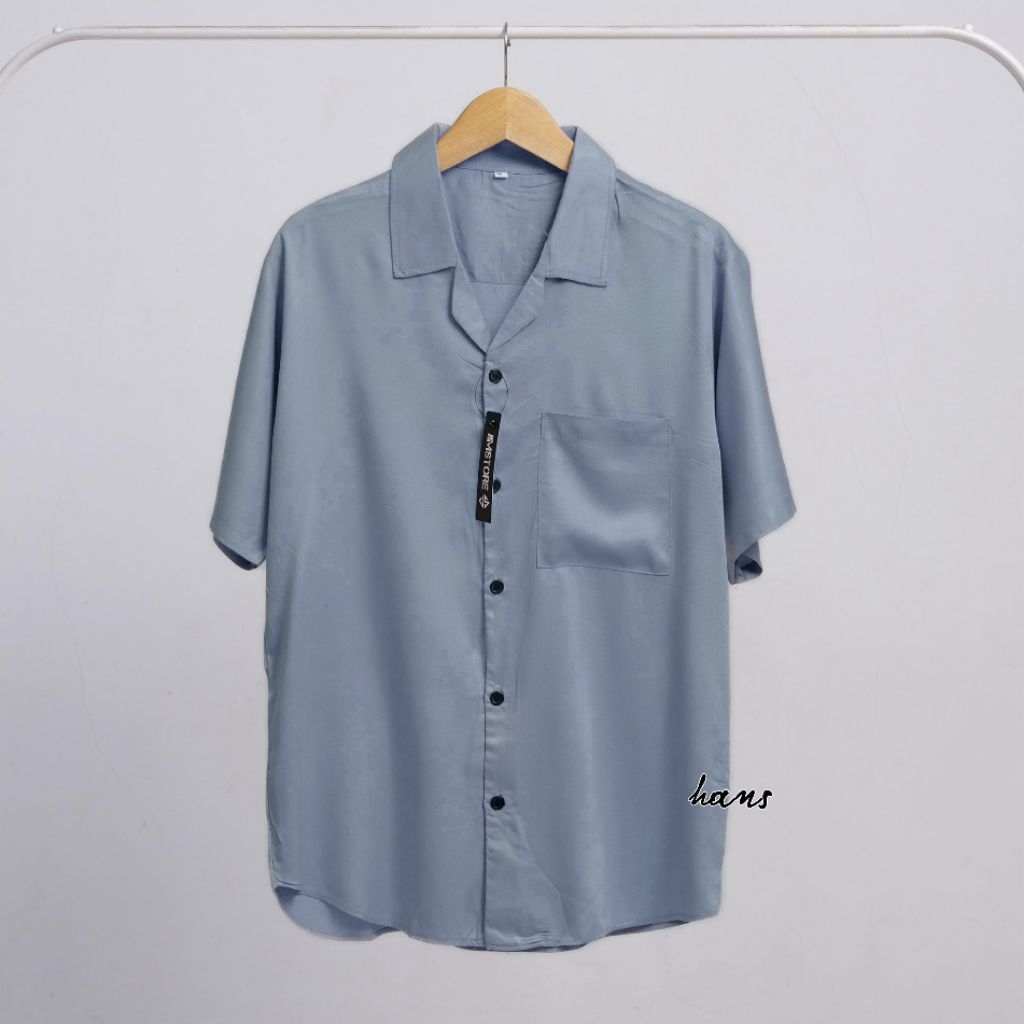 Kemeja Pria Lengan Pendek Polos Slim Fit Reguler Casual Formal Kerja Simple Santai Premium Kekinian 