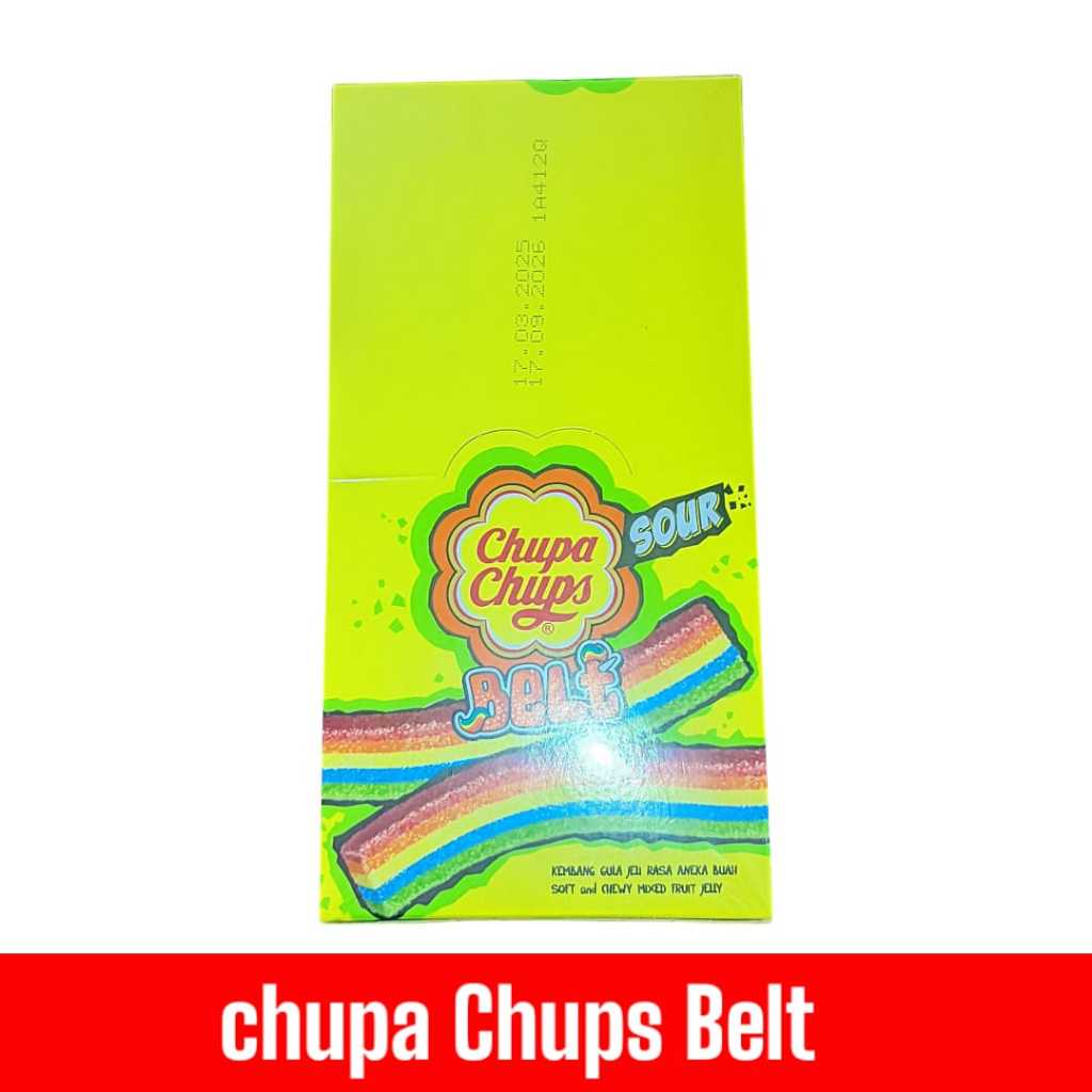 

Chupa Chups Sour Belt Box - Permen Jelly Asam Manis Rasa Buah 1 Box