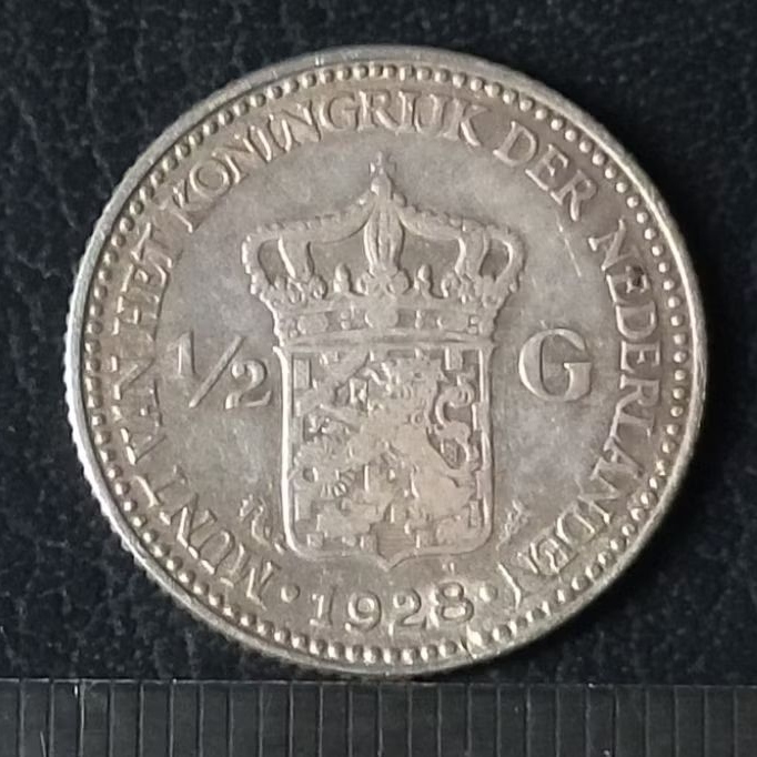 #6.SCS. KOIN KUNO || KOIN PERAK || SILVER COIN WILHELMINA 1/2 G TAHUN 1928