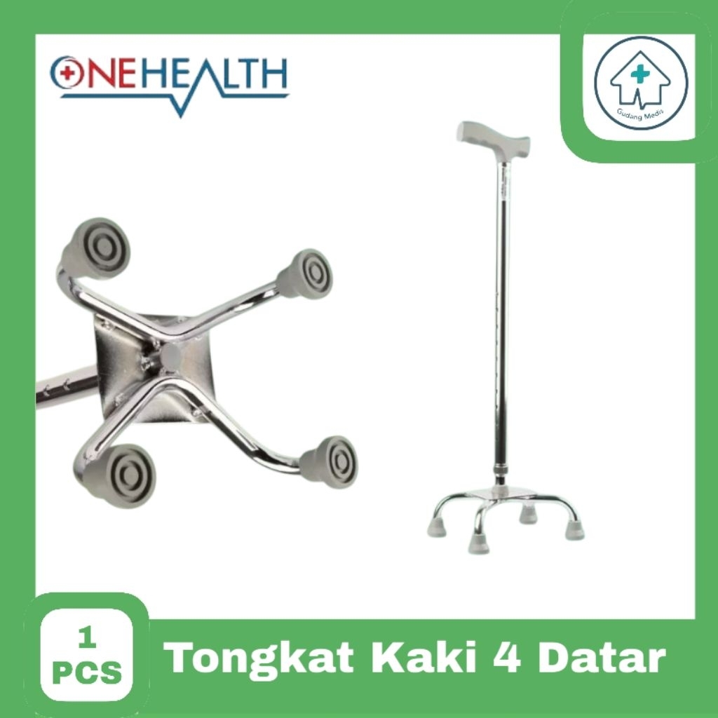 Tongkat Kaki 4 Datar  Alat Bantu Jalan Orang Tua  Tongkat Orang Tua