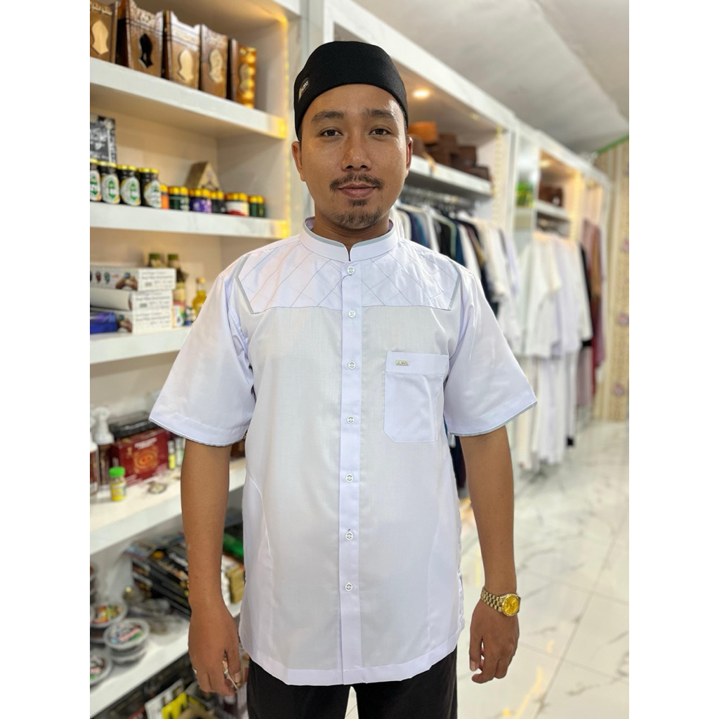 koko al wafa putih lengan pendek