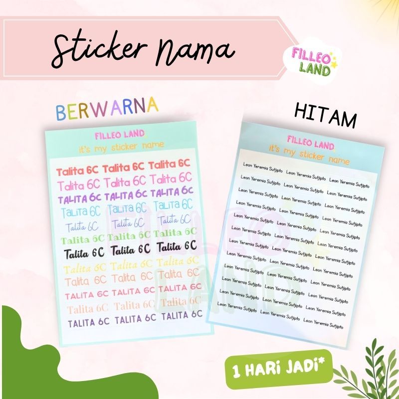 

Sticker Nama PolosCustom Waterproof Label Name Murah Transparant Stiker Botol Buku Pulpen - Digiprint Jakarta Filleo Land