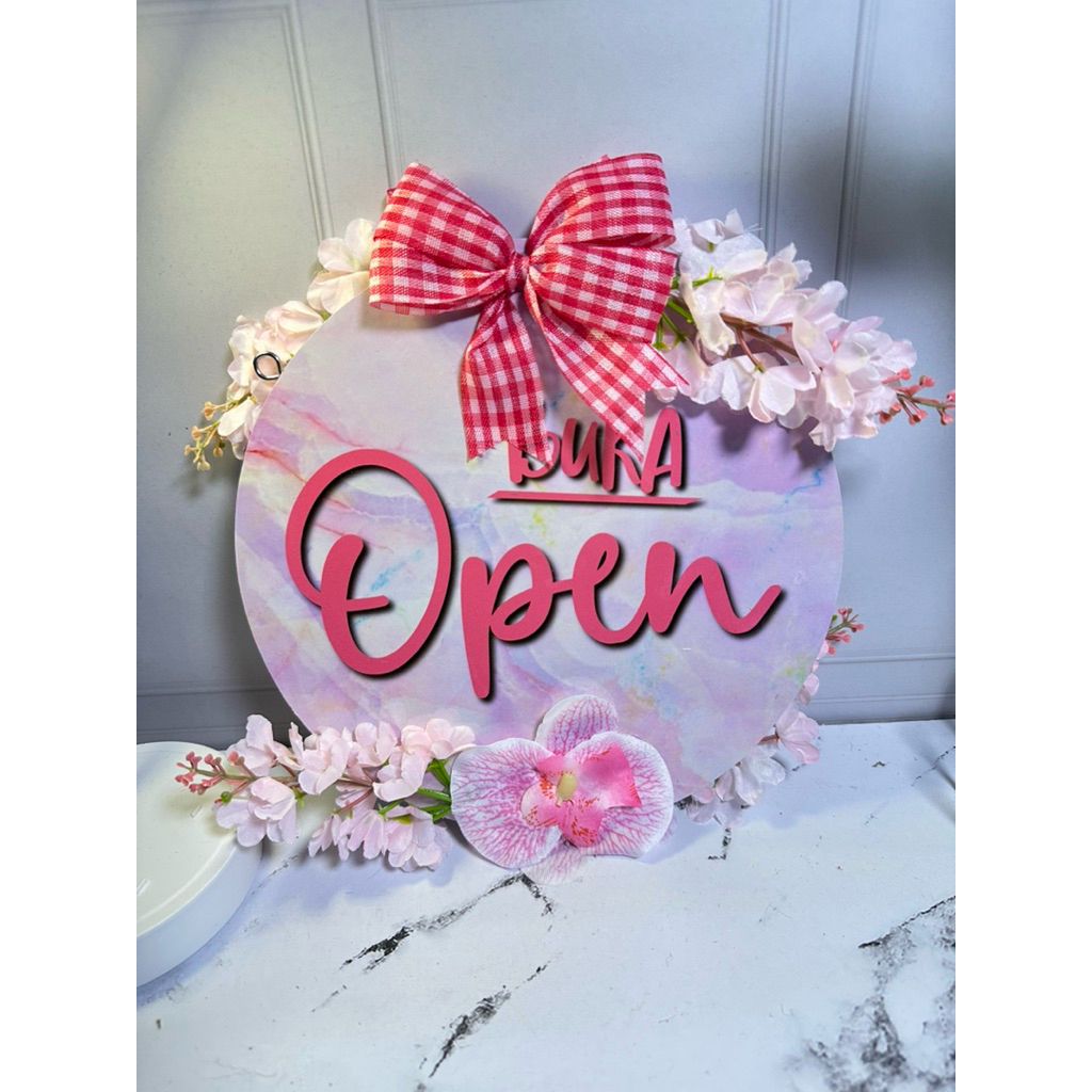 

Orlin - Papan Open close toko bolak balik sudah free hiasan bunga