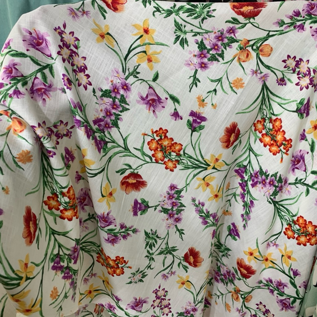 kain linen motif - kain linen bunga - kain linen premium motif