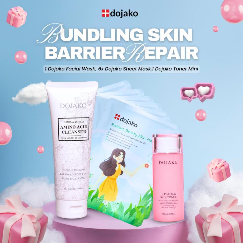 DOJAKO BUNDLING SKIN BARRIER REPAIR 8in1 Paket Skincare Facial Wash + Toner + 6 Moisturizing Face Ma