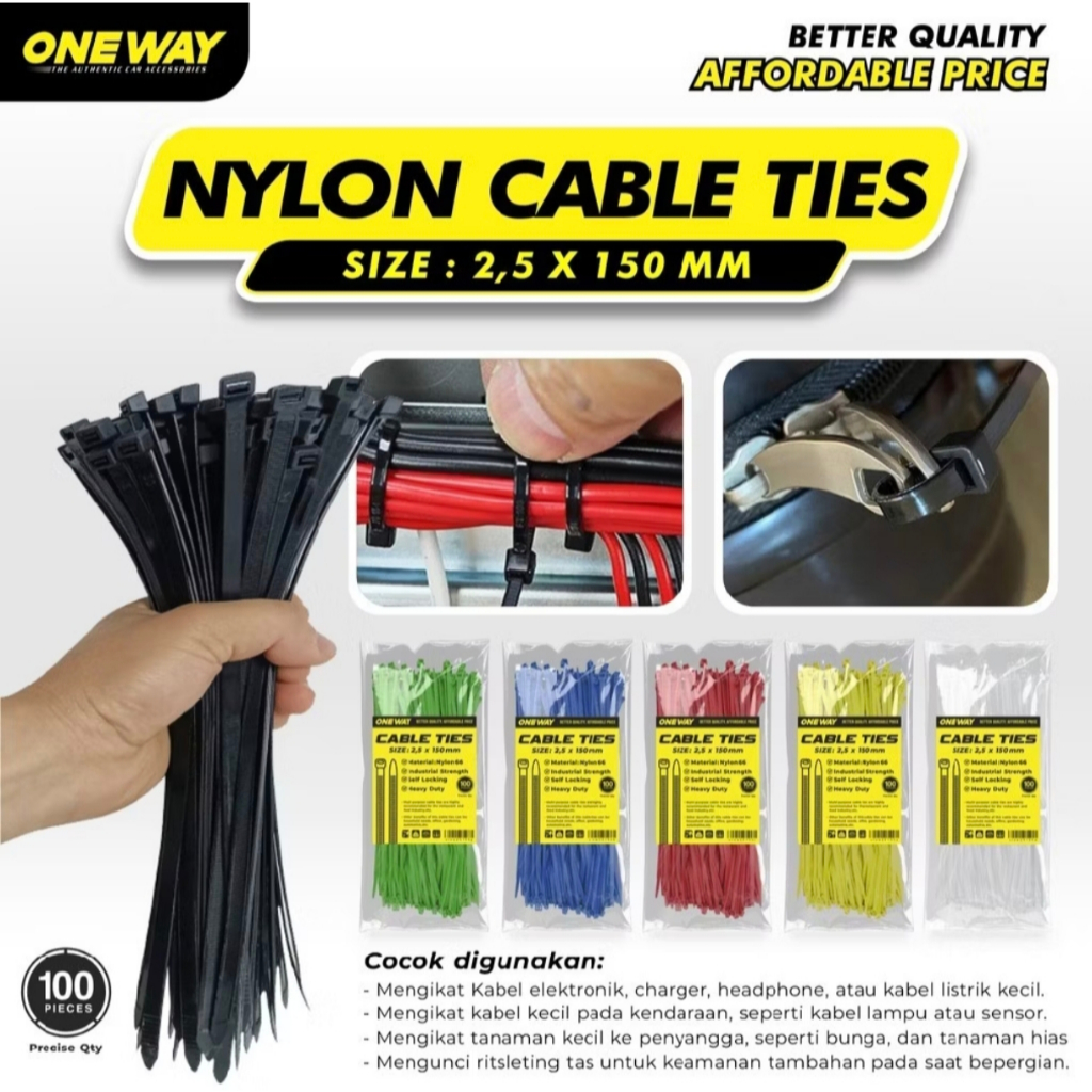 

Kabel Ties 2,5 x 150 mm isi 100 pcs Nylon Cable Tie Kuat Serbaguna