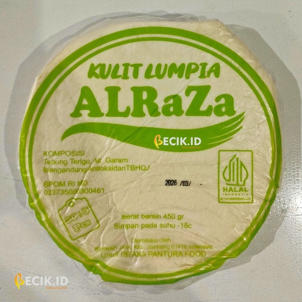 

Kulit Lumpia ALRaZa 450g – Isi 55 Lembar – Diameter 20cm – Lentur & Tidak Mudah Sobek