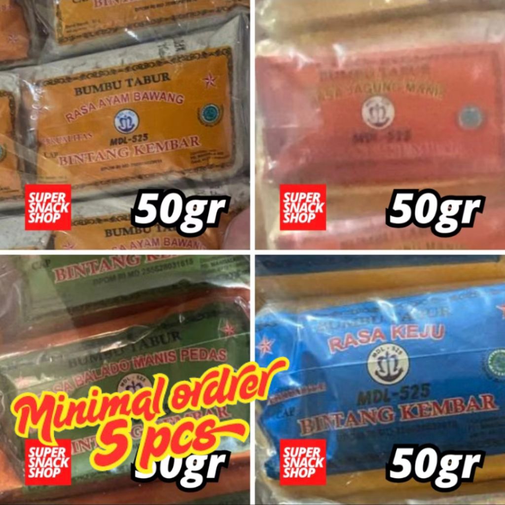 

BUMBU TABUR INSTANT / BUMBU MASAK ATOM BINTANG KEMBAR SIZE KECIL ATOM SACHET BUBUK 50 GR (minimal 5 pcs)