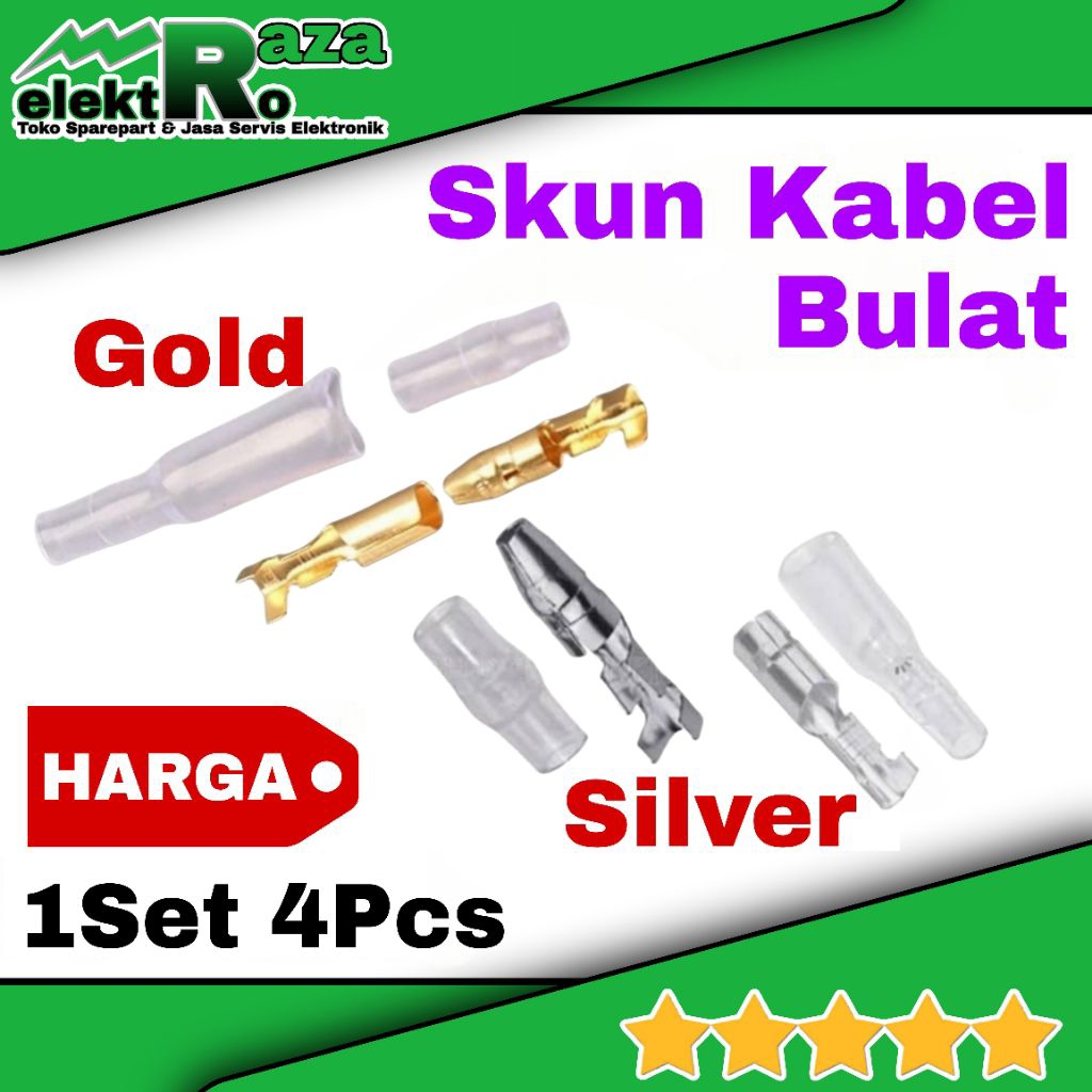 Set Skun Kabel Bulat Scun Bulat Skun Peluru Sambungan kit Konektor Kabel Male Female Plus Cover Isol