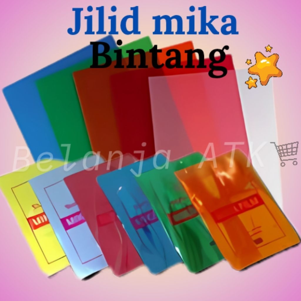 

Jilid mika bintang 1 pak Orange / merah / kuning muda / biru / hijau / bening