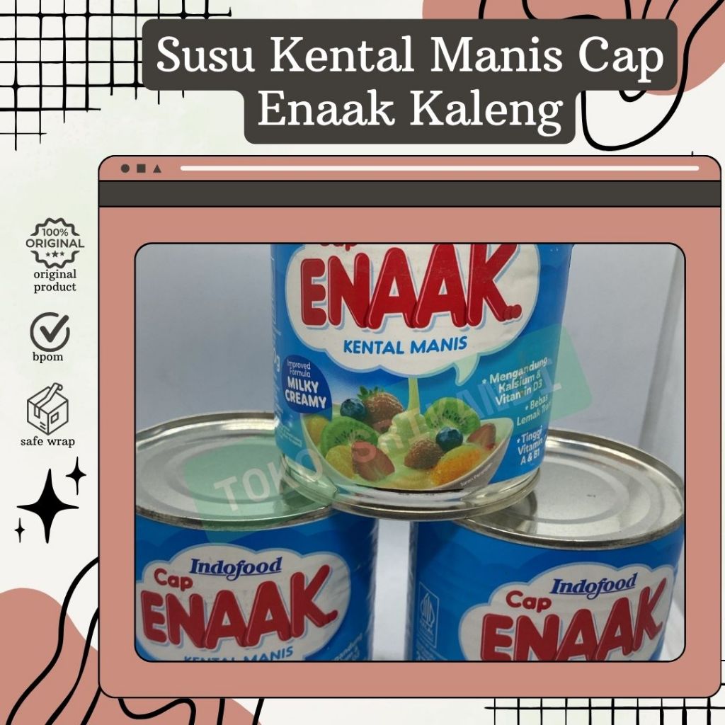 

Krimer Kental Manis Cap Enaak 370gr Kaleng / Susu Kental Manis Cap Enaak Kaleng