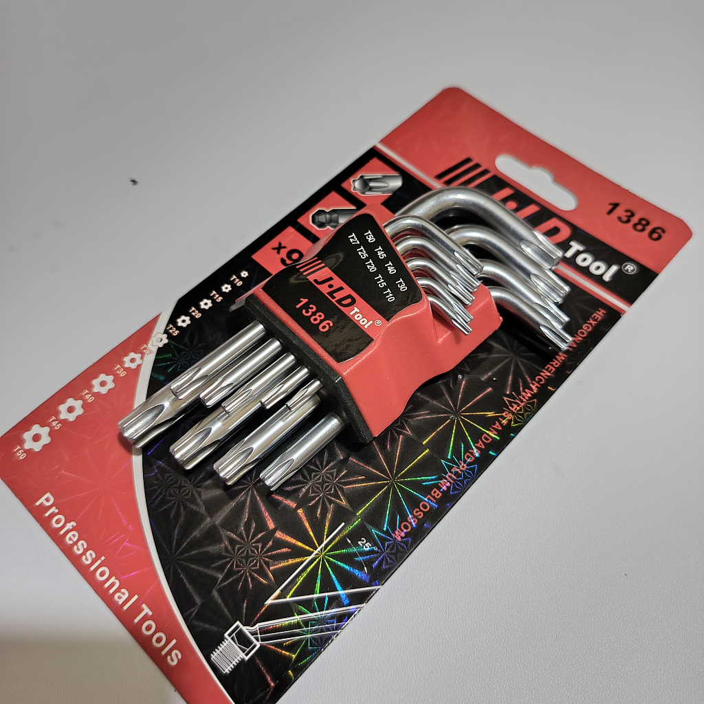 JLD Kunci L Bintang Set 9pcs T10-T50 Kunci L Torx / Kunci Bintang / Kunci Bunga / Kunci L Set Tekiro