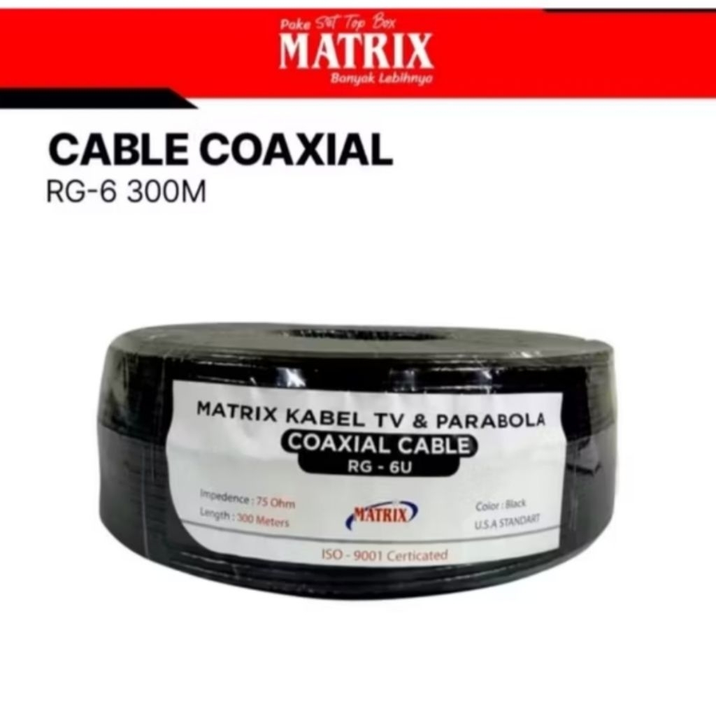 Kabel Antena Coaxial Matrix RG-6U 70% TV Dan Parabola