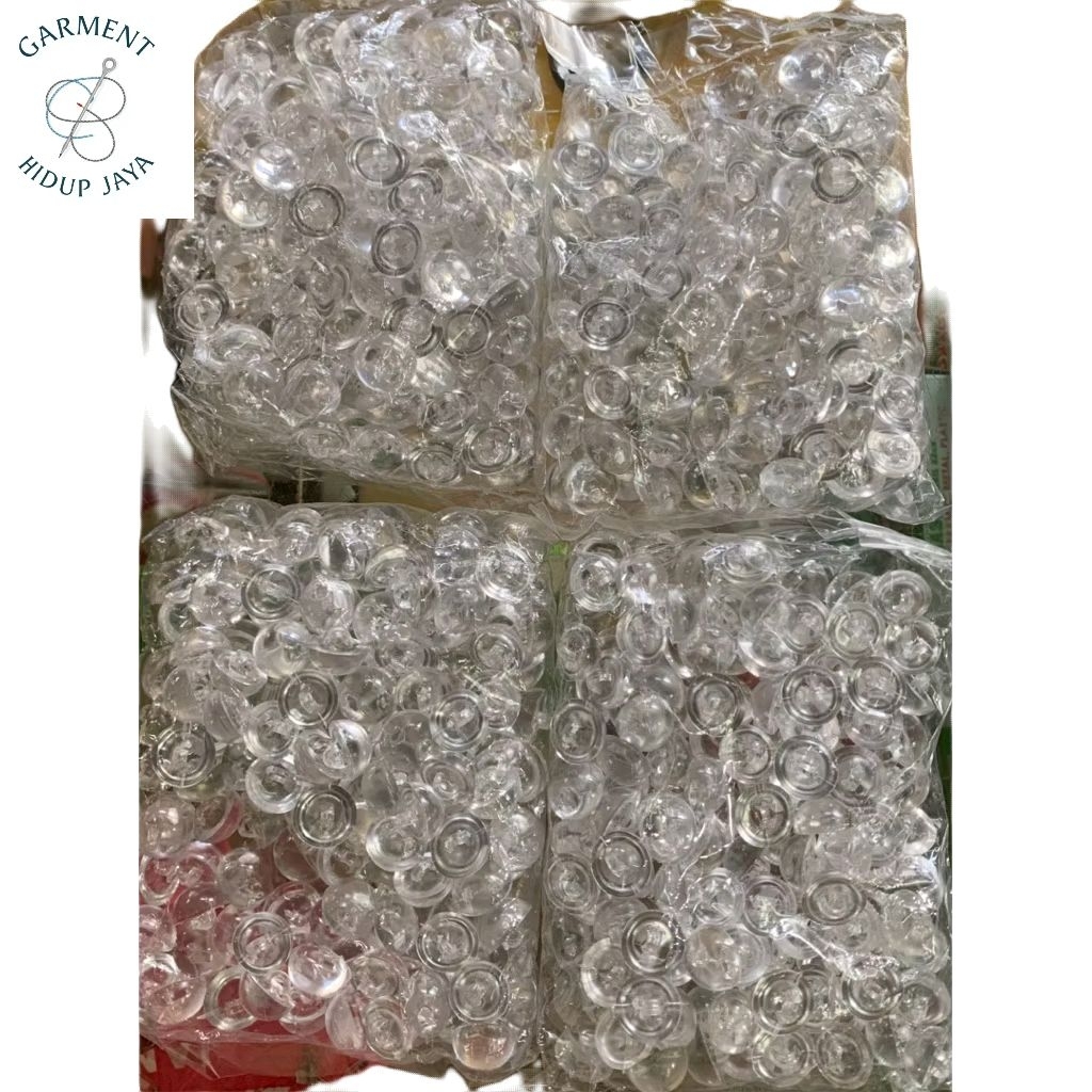 Kancing Jamur Kristal Ukuran 20L 13mm / Kancing Jamur Kristal Putih Bening Harga Per 1gross Ya Kk