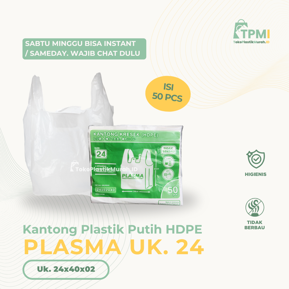 [BISA INSTANT] KRESEK PUTIH PLASMA UK 24 | KRESEK PUTIH 24 | KRESEK HDPE PUTIH | KRESEK PLASMA