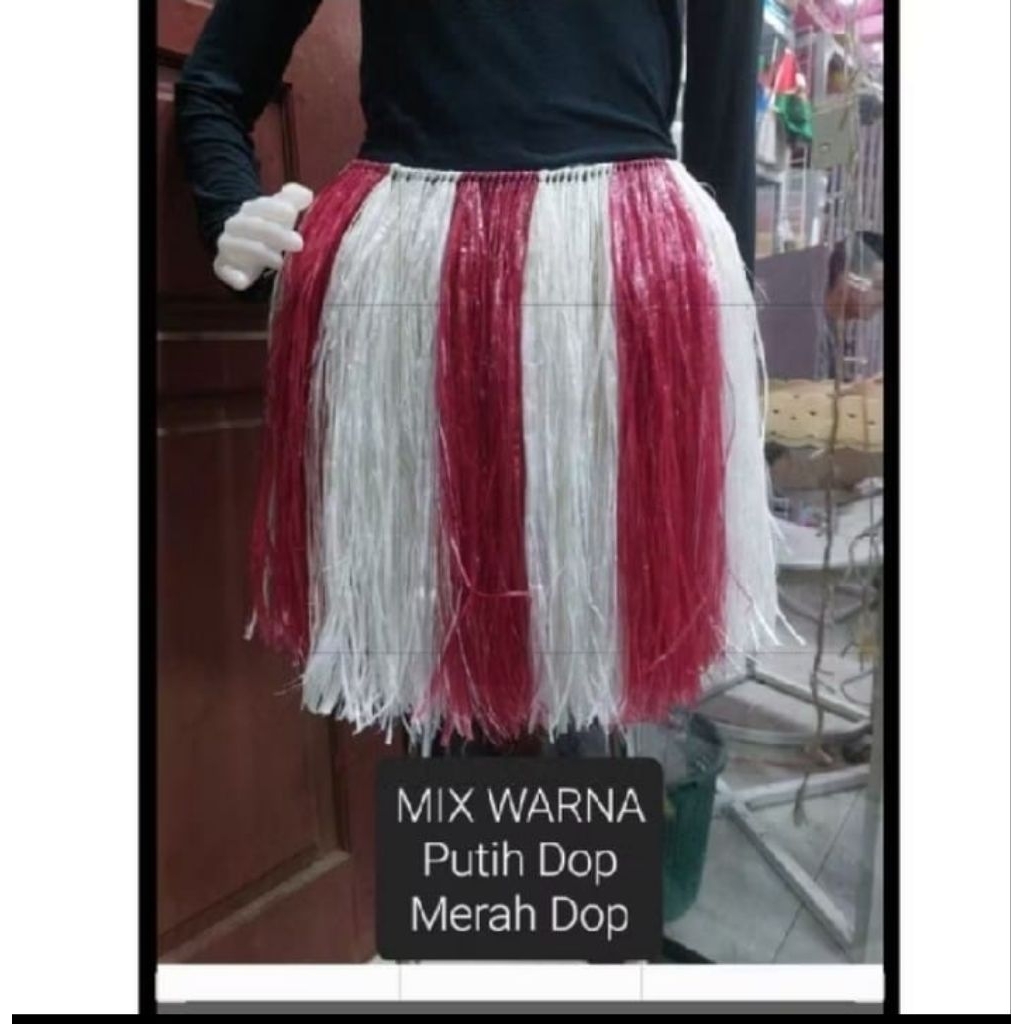 Rok Rumbai Tali Rafia Adat Papua Ukuran TK Lingkar Pinggang 55 Cm Untuk Menari Dan Karnaval Fashion